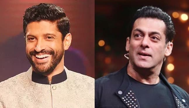 Salman Khan shakes hands with Farhan Akhtar