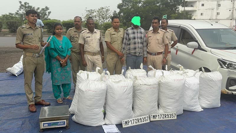 Car crashes into divider while fleeing police, 231 kg of marijuana seized; one arrested, one absconding