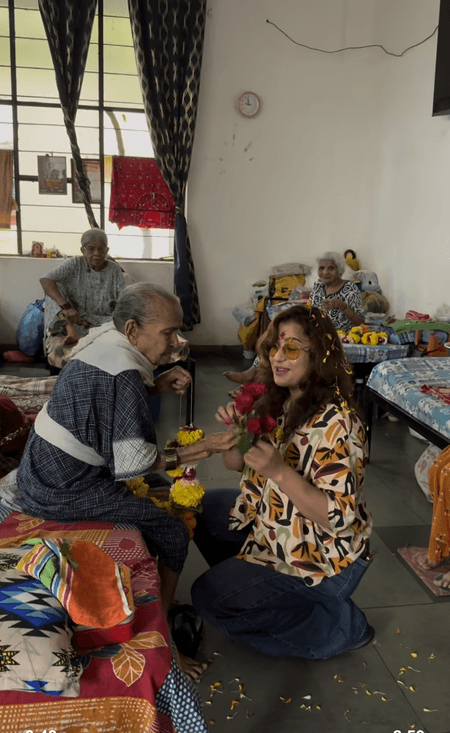 Shilpa Shinde skips 'Lock Upp' success party, receives grand welcome from elderly women at her Karjat shelter home