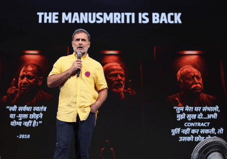 'Insult to Sanatan Dharma': NDA hits out at Rahul Gandhi for invoking 'Manusmriti'