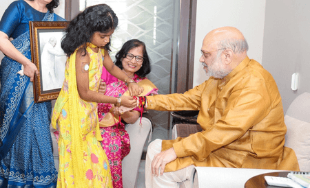 HM Shah celebrates Raksha Bandhan with girls suffering from Type-1 diabetes in Gandhinagar