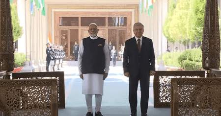 PM Modi receives ceremonial welcome in Uzbekistan